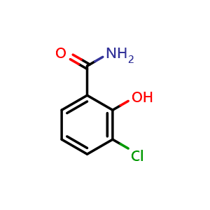Chemical structure of 3-Chloro-2-hydroxy-benzamide , CAS 29956-84-1, AChemBlock U127497