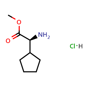 Chemical structure of methyl (S)-2-amino-2-cyclopentylacetate hydrochloride , CAS 14328-62-2, AChemBlock U127507