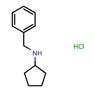 Chemical structure of N-benzylcyclopentanamine hydrochloride , CAS 287935-39-1, AChemBlock U127509
