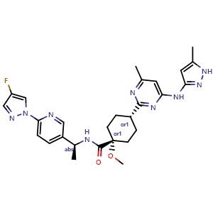 cis-N-{(1S)-1-[6-(4-fluoro-1H-pyrazol-1-yl)pyridin-3-yl]ethyl}-1-methoxy-4-{4-methyl-6-[(5-methyl-1H-pyrazol-3-yl)amino]pyrimidin-2-yl}cyclohexane-1-carboxamide
