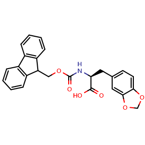 Chemical structure of (S)-2-((((9H-fluoren-9-yl)methoxy)carbonyl)amino)-3-(benzo[d][1,3]dioxol-5-yl)propanoic acid , CAS 1260609-75-3, AChemBlock U127535
