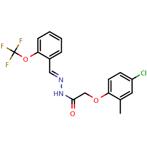 Chemical structure of 2-(4-chloro-2-methylphenoxy)-N'-(2-(trifluoromethoxy)benzylidene)acetohydrazide , CAS 2412897-12-0, AChemBlock U127542