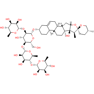 Chemical structure of (2S,3R,4R,5R,6S)-2-(((2S,3R,4S,5R,6S)-4,5-dihydroxy-6-(((2R,3S,4S,5R,6R)-4-hydroxy-6-(((2'R,4S,5'R,6aR,6bS,8aS,8bS,9S,11aS,12aS,12bR)-8b-hydroxy-5',6a,8a,9-tetramethyl-1,3,3',4,4',5,5',6,6a,6b,6',7,8,8a,8b,9,11a,12,12a,12b-icosahydrospiro[naphtho[2',.. , CAS 68124-04-9, AChemBlock U127549