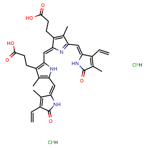 Chemical structure of Biliverdin dihydrochloride , CAS 55482-27-4, AChemBlock U127564