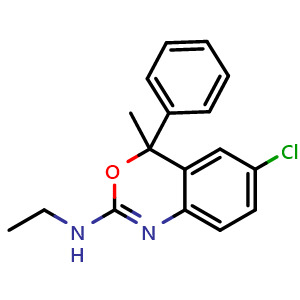 Chemical structure of 6-chloro-N-ethyl-4-methyl-4-phenyl-4H-3,1-benzoxazin-2-amine , CAS 21715-46-8, AChemBlock U127569