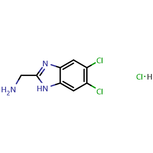 Chemical structure of (5,6-dichloro-1H-benzo[d]imidazol-2-yl)methanamine hydrochloride , CAS 2387704-83-6, AChemBlock U127608