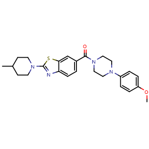 Chemical structure of [4-(4-Methoxyphenyl)-1-piperazinyl][2-(4-methyl-1-piperidinyl)-6-benzothiazolyl]methanone , CAS 906258-69-3, AChemBlock U127624