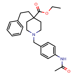 Chemical structure of ethyl 1-(4-acetamidobenzyl)-4-phenethylpiperidine-4-carboxylate , CAS 1069498-96-9, AChemBlock U127634