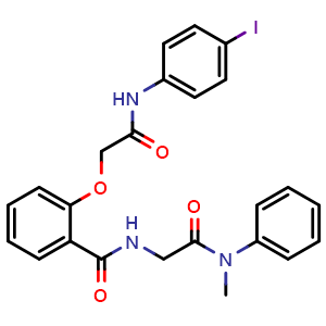 Chemical structure of 2-[2-[(4-Iodophenyl)amino]-2-oxoethoxy]-N-[2-(methylphenylamino)-2-oxoethyl]benzamide , CAS 1462267-07-7, AChemBlock U127664