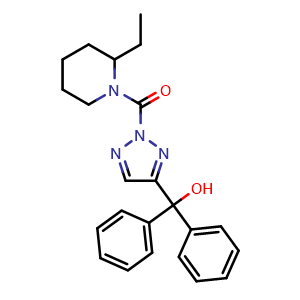 Chemical structure of (2-ethylpiperidin-1-yl)(4-(hydroxydiphenylmethyl)-2H-1,2,3-triazol-2-yl)methanone , CAS 2055172-43-3, AChemBlock U127698