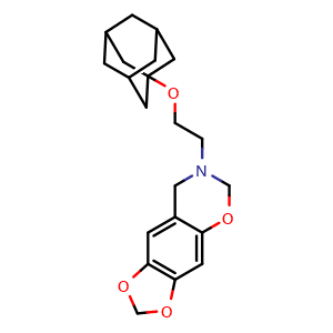 Chemical structure of 7,8-dihydro-7-[2-(tricyclo[3.3.1.13,7]dec-1-yloxy)ethyl]-6H-1,3-Dioxolo[4,5-g][1,3]benzoxazine , CAS 688352-84-3, AChemBlock U127729