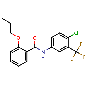 Chemical structure of N-(4-chloro-3-(trifluoromethyl)phenyl)-2-propoxybenzamide , CAS 709676-56-2, AChemBlock U127731