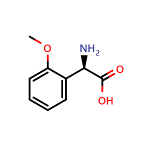 Chemical structure of (R)-2-Amino-2-(2-methoxyphenyl)acetic acid , CAS 103889-84-5, AChemBlock U127772