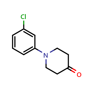 Chemical structure of 1-(3-Chlorophenyl)piperidin-4-one , CAS 115012-58-3, AChemBlock U127780