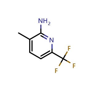 Chemical structure of 3-Methyl-6-(trifluoromethyl)pyridin-2-amine , CAS 1211582-57-8, AChemBlock U127782