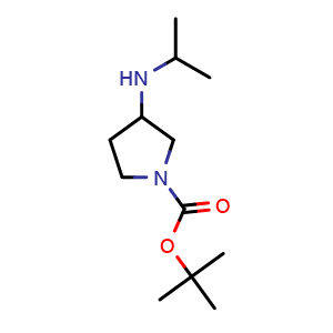 Chemical structure of tert-Butyl 3-(isopropylamino)pyrrolidine-1-carboxylate , CAS 1289385-05-2, AChemBlock U127786