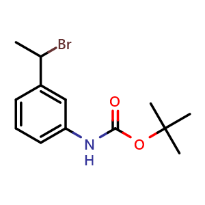Chemical structure of tert-butyl N-[3-(1-bromoethyl)phenyl]carbamate , CAS 1404431-85-1, AChemBlock U127793