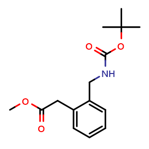 Chemical structure of tert-Butyl 2-((methoxycarbonyl)methyl)benzylcarbamate , CAS 147410-31-9, AChemBlock U127798