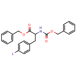 Chemical structure of Benzyl 2-(benzyloxycarbonylamino)-3-(4-iodophenyl)propanoate , CAS 150334-32-0, AChemBlock U127799