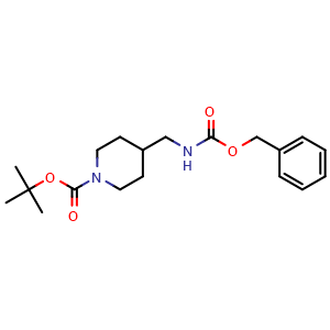 Chemical structure of tert-Butyl 4-((benzyloxycarbonylamino)methyl)piperidine-1-carboxylate , CAS 155456-33-0, AChemBlock U127800