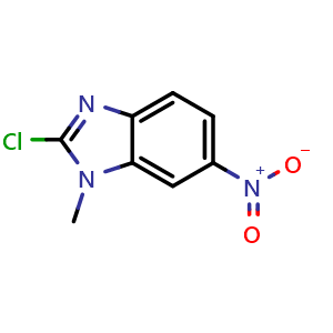 Chemical structure of 2-Chloro-1-methyl-6-nitro-1H-benzo[d]imidazole , CAS 15965-67-0, AChemBlock U127801