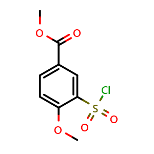 Chemical structure of Methyl 3-(chlorosulfonyl)-4-methoxybenzoate , CAS 192323-12-9, AChemBlock U127818