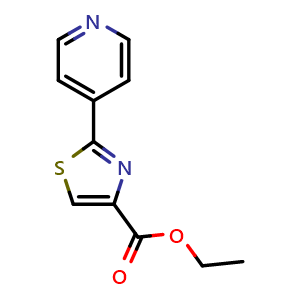 Chemical structure of Ethyl 2-(pyridin-4-yl)thiazole-4-carboxylate , CAS 21278-85-3, AChemBlock U127824