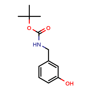 Chemical structure of tert-butyl N-[(3-hydroxyphenyl)methyl]carbamate , CAS 28387-66-8, AChemBlock U127841