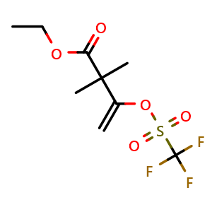 Chemical structure of Ethyl 2,2-dimethyl-3-(trifluoromethylsulfonyloxy)but-3-enoate , CAS 332180-37-7, AChemBlock U127851