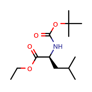Chemical structure of (S)-Ethyl 2-(tert-butoxycarbonylamino)-4-methylpentanoate , CAS 37787-76-1, AChemBlock U127858