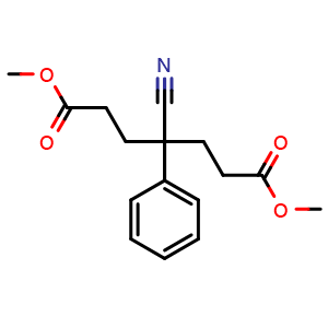 Chemical structure of Dimethyl 4-cyano-4-phenylheptanedioate , CAS 38289-18-8, AChemBlock U127859