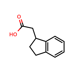 Chemical structure of 2-(2,3-Dihydro-1H-inden-1-yl)aceticacid , CAS 38425-65-9, AChemBlock U127860
