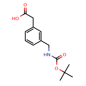 Chemical structure of 2-(3-(N-Boc-aminomethyl)phenyl)acetic acid , CAS 71420-95-6, AChemBlock U127898