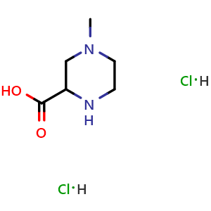 Chemical structure of 4-Methylpiperazine-2-carboxylic acid dihydrochloride , CAS 75944-99-9, AChemBlock U127901