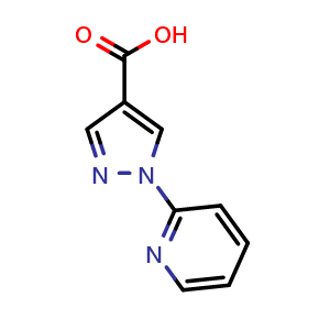 Chemical structure of 1-(2-Pyridinyl)-1h-pyrazole-4-carboxylic acid , CAS 77556-50-4, AChemBlock U127906