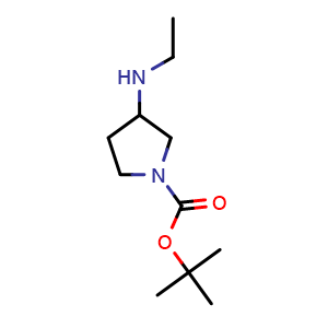 Chemical structure of tert-Butyl 3-(ethylamino)pyrrolidine-1-carboxylate , CAS 887587-15-7, AChemBlock U127917