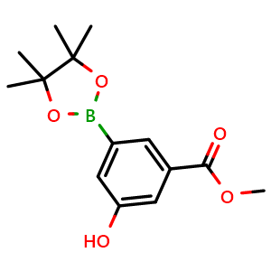 Chemical structure of methyl 3-hydroxy-5-(4,4,5,5-tetramethyl-1,3,2-dioxaborolan-2-yl)benzoate , CAS 1004294-79-4, AChemBlock U127949
