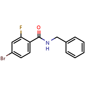 Chemical structure of N-Benzyl-4-bromo-2-fluorobenzamide , CAS 1016496-89-1, AChemBlock U127958