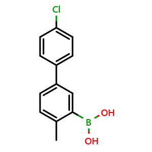 Chemical structure of 5-(4-Chlorophenyl)-2-methylphenylboronic acid , CAS 1033760-76-7, AChemBlock U127962