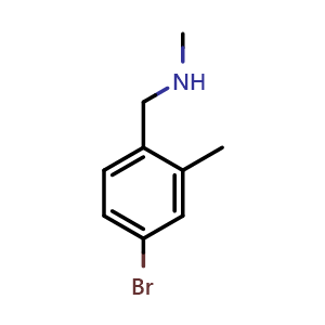 Chemical structure of 1-(4-Bromo-2-methylphenyl)-N-methylmethanamine , CAS 1037090-12-2, AChemBlock U127965