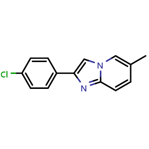 Chemical structure of 2-(4-Chlorophenyl)-6-methylimidazo[1,2-a]pyridine , CAS 103844-28-6, AChemBlock U127966