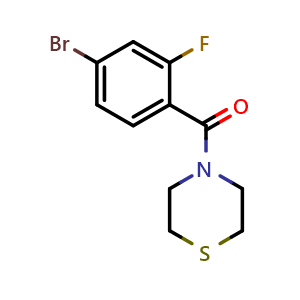 Chemical structure of (4-Bromo-2-fluorophenyl)(thiomorpholino)methanone , CAS 1042786-22-0, AChemBlock U127968