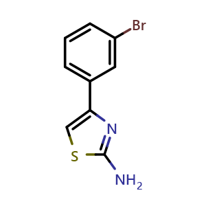 Chemical structure of 4-(3-Bromophenyl)thiazol-2-amine , CAS 105512-81-0, AChemBlock U127974