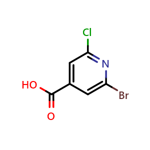 Chemical structure of 2-Bromo-6-chloroisonicotinic acid , CAS 1060811-26-8, AChemBlock U127979