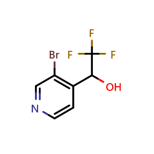 Chemical structure of 1-(3-Bromopyridin-4-yl)-2,2,2-trifluoroethanol , CAS 1092459-54-5, AChemBlock U127989