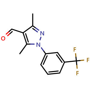 Chemical structure of 3,5-Dimethyl-1-(3-(trifluoromethyl)phenyl)-1H-pyrazole-4-carbaldehyde , CAS 1152866-53-9, AChemBlock U128006