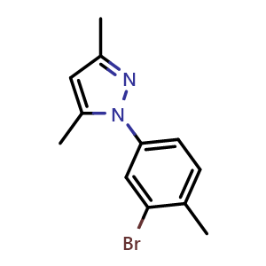 Chemical structure of 1-(3-Bromo-4-methylphenyl)-3,5-dimethyl-1H-pyrazole , CAS 1176493-60-9, AChemBlock U128022