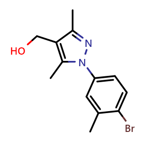 Chemical structure of (1-(4-Bromo-3-methylphenyl)-3,5-dimethyl-1H-pyrazol-4-yl)methanol , CAS 1176497-56-5, AChemBlock U128023