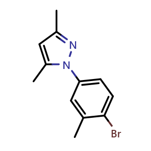 Chemical structure of 1-(4-Bromo-3-methylphenyl)-3,5-dimethyl-1H-pyrazole , CAS 1176645-11-6, AChemBlock U128025