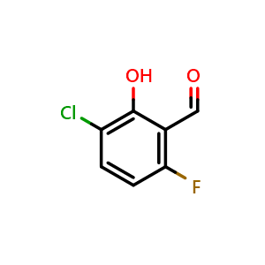 Chemical structure of 3-Chloro-6-fluoro-2-hydroxybenzaldehyde , CAS 1185112-08-6, AChemBlock U128027